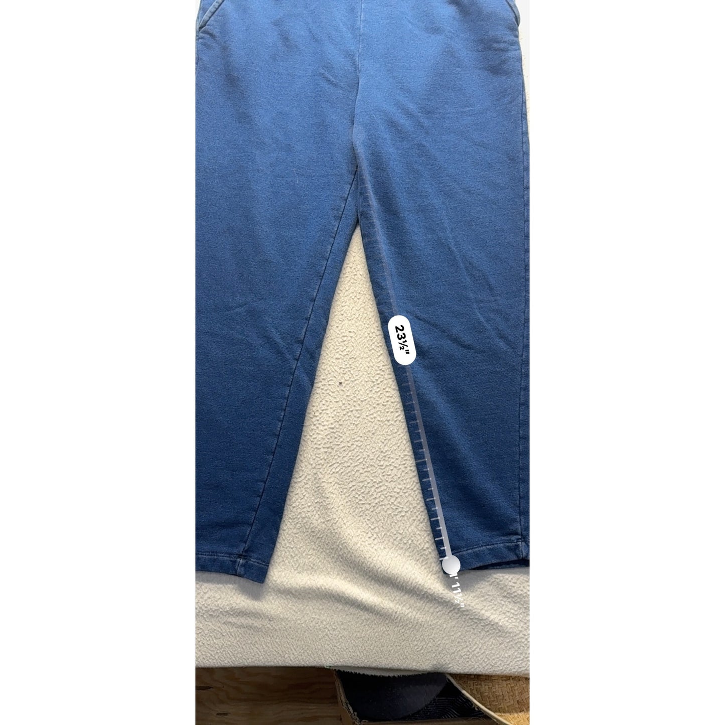 Lands End Serious Sweats Elastic Waist Blue Sweatpants Size S 6-8 35" #9657