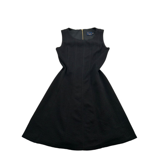 Black Sleeveless Fit & Flare Textured Dress By Just Taylor With Gold Back Zipper #6650