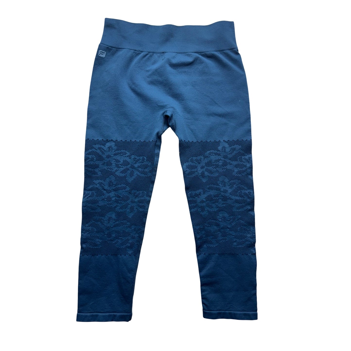 Fabletics Blue High-Waisted Leggings With Floral Lace Design #9185
