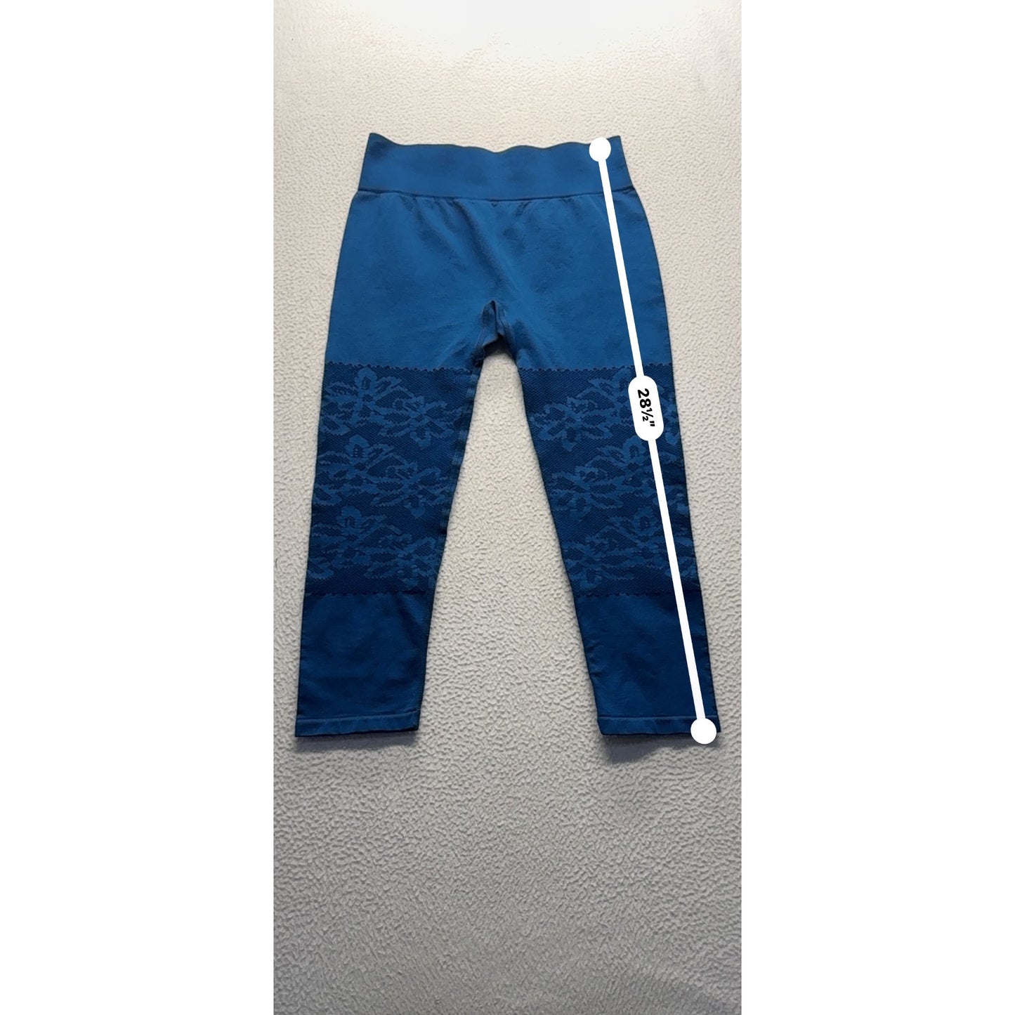 Fabletics Blue High-Waisted Leggings With Floral Lace Design #9185