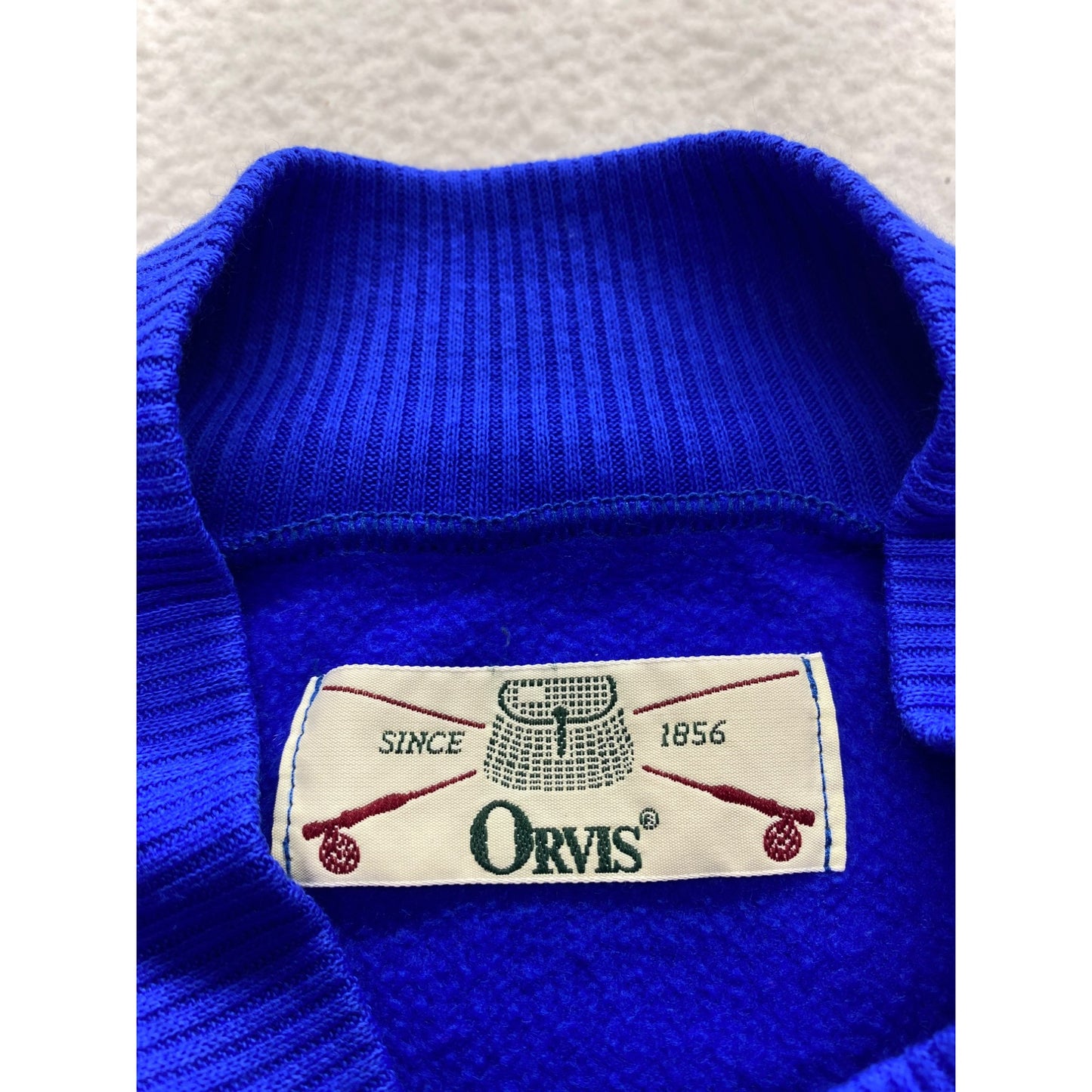 Vintage Orvis Womens Blue Acrylic Two-Piece Set With Embroidered Cardinal Design #7090