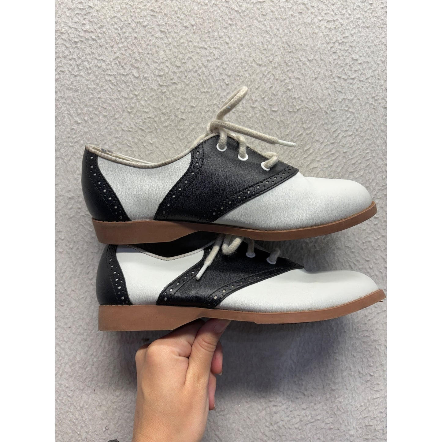 Smartfit Toddler Saddle Oxford Shoes Size 3 White & Black #357B