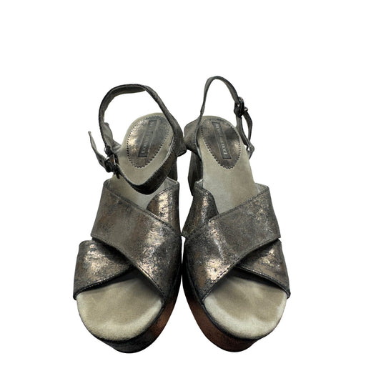 Sesto Meucci Metallic Leather Platform Sandals #9010