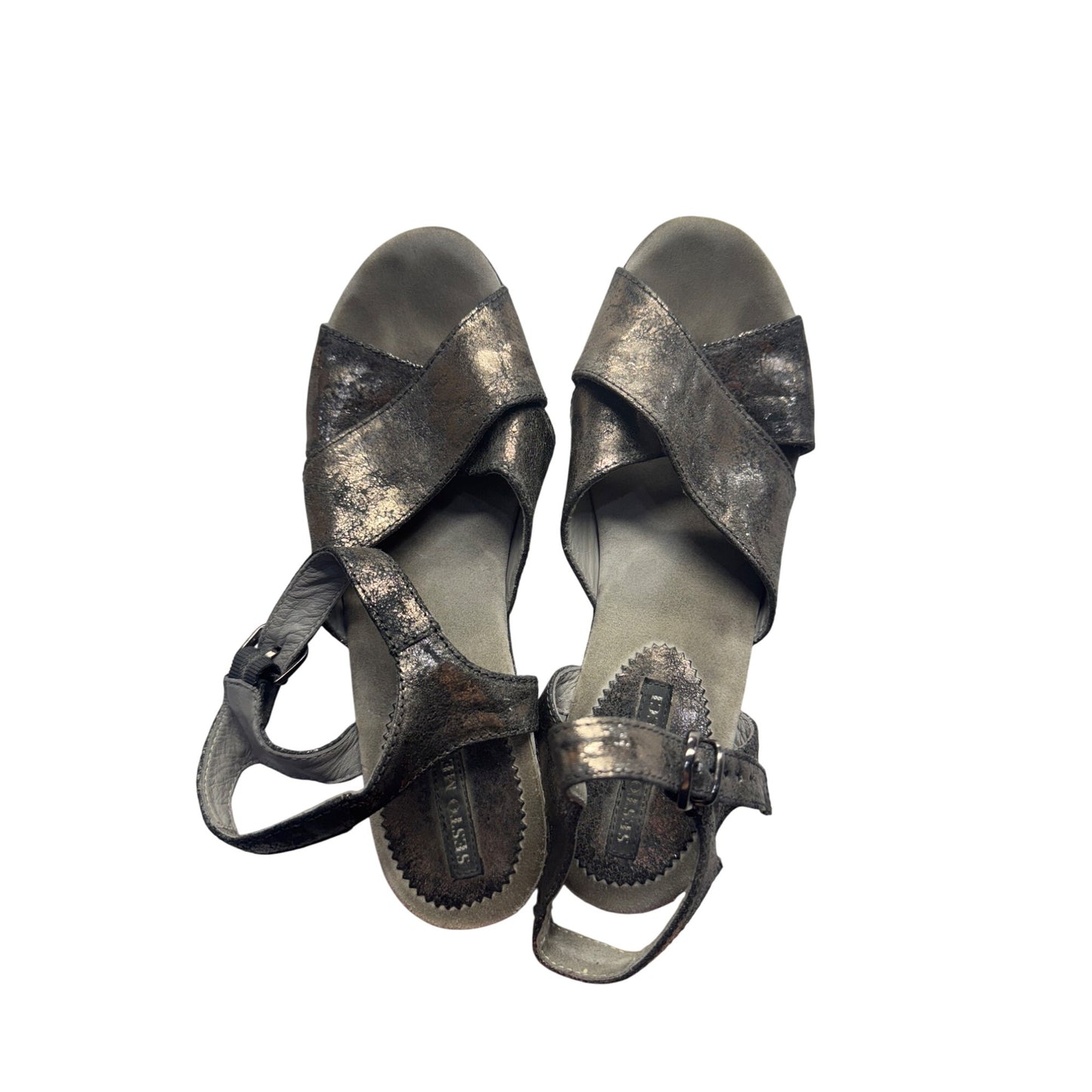 Sesto Meucci Metallic Leather Platform Sandals #9010