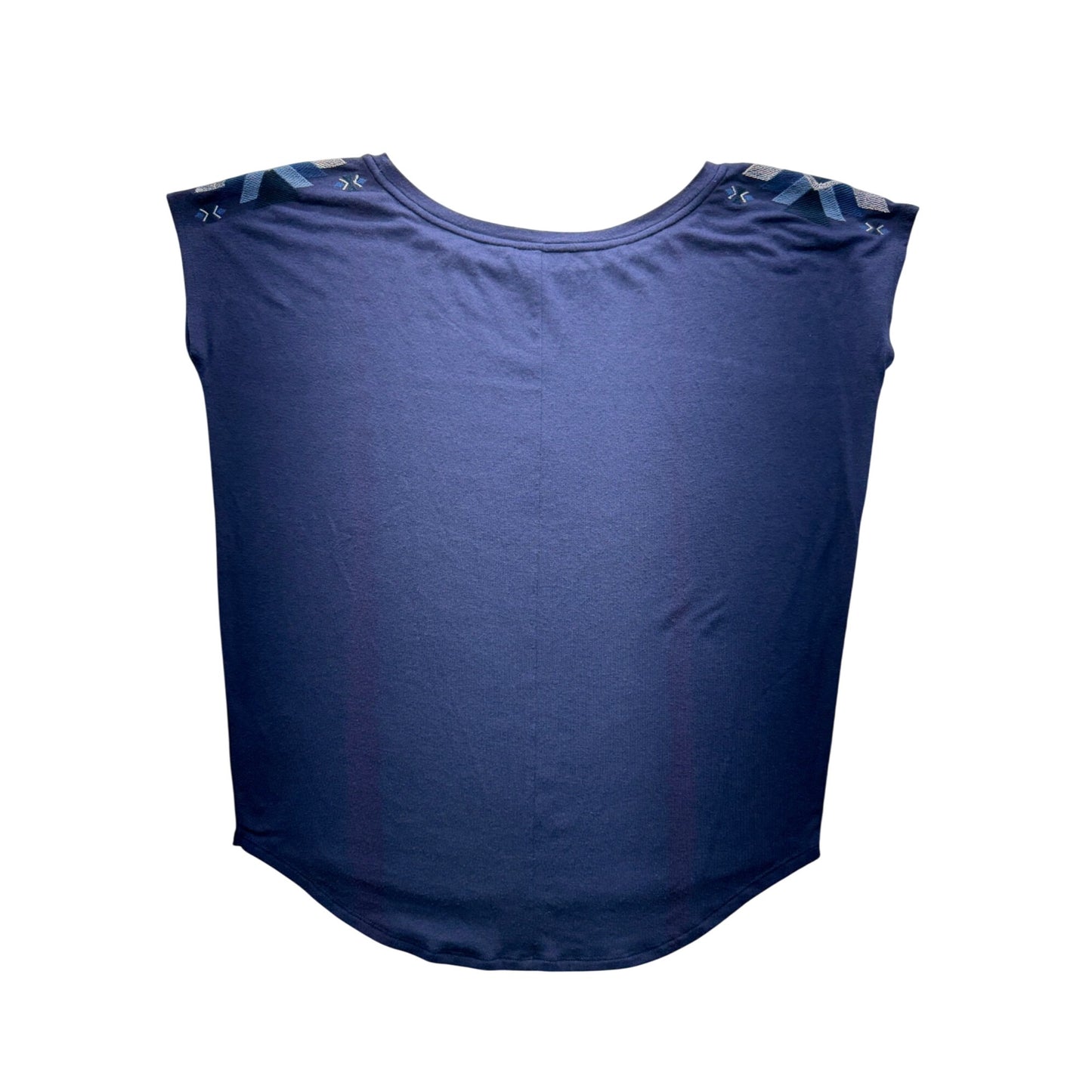 Express Embroidered Shoulder Cap Sleeve Navy Blue Top S #9312