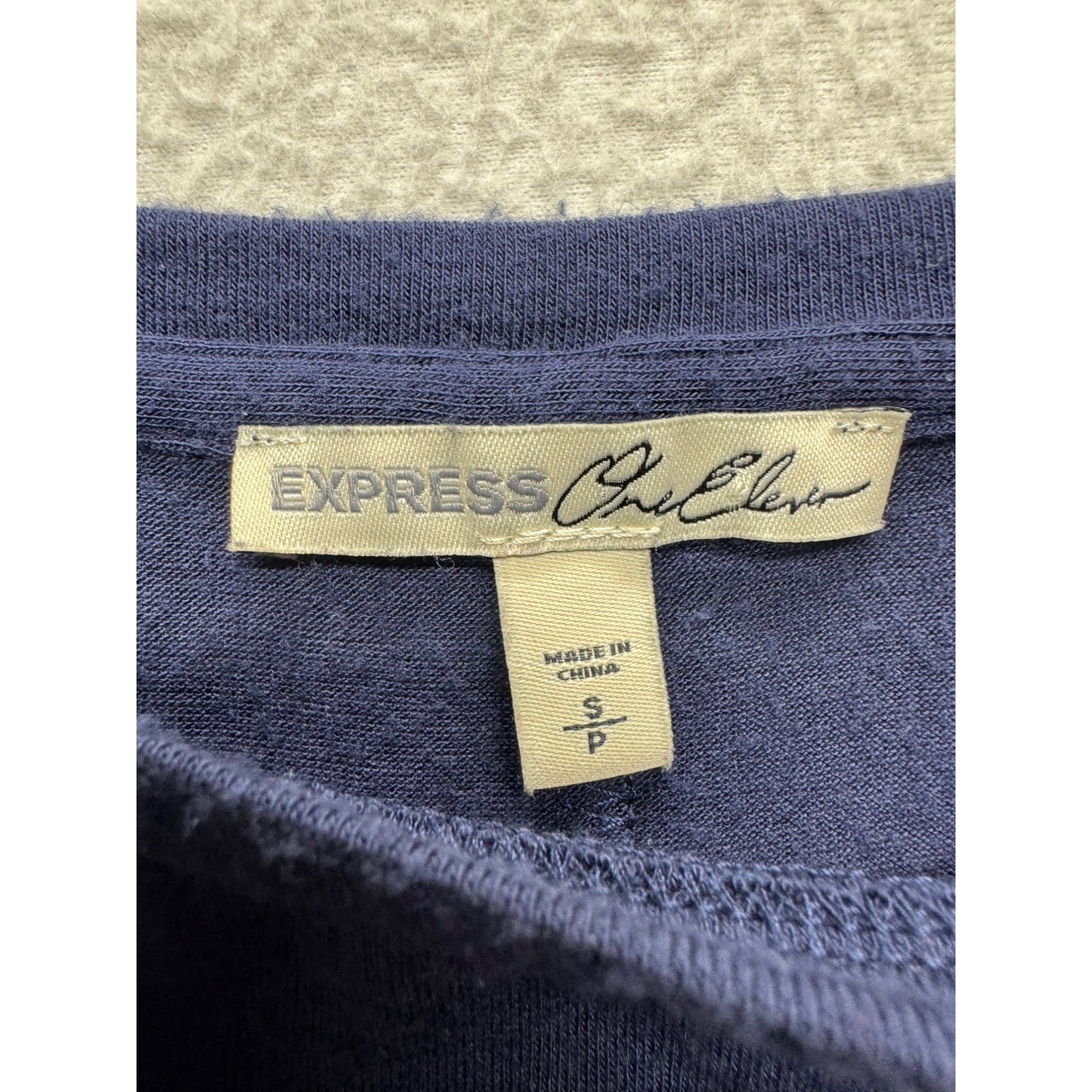 Express Embroidered Shoulder Cap Sleeve Navy Blue Top S #9312