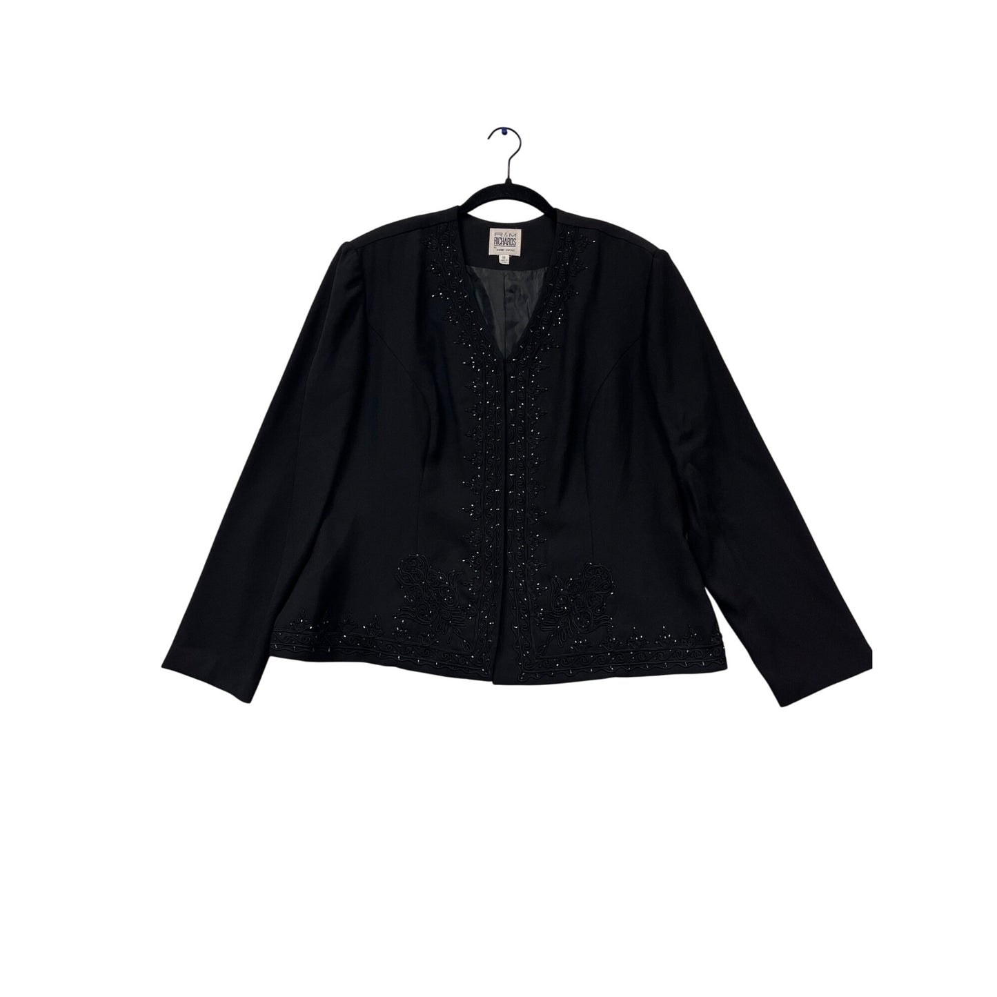 R&M Richards Black Beaded Jacket Size 18 #456A