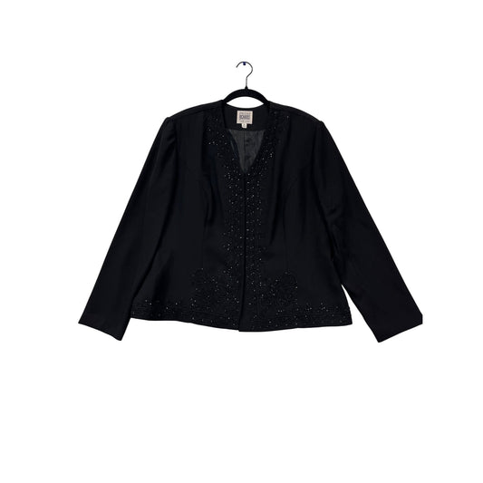 R&M Richards Black Beaded Jacket Size 18 #456A
