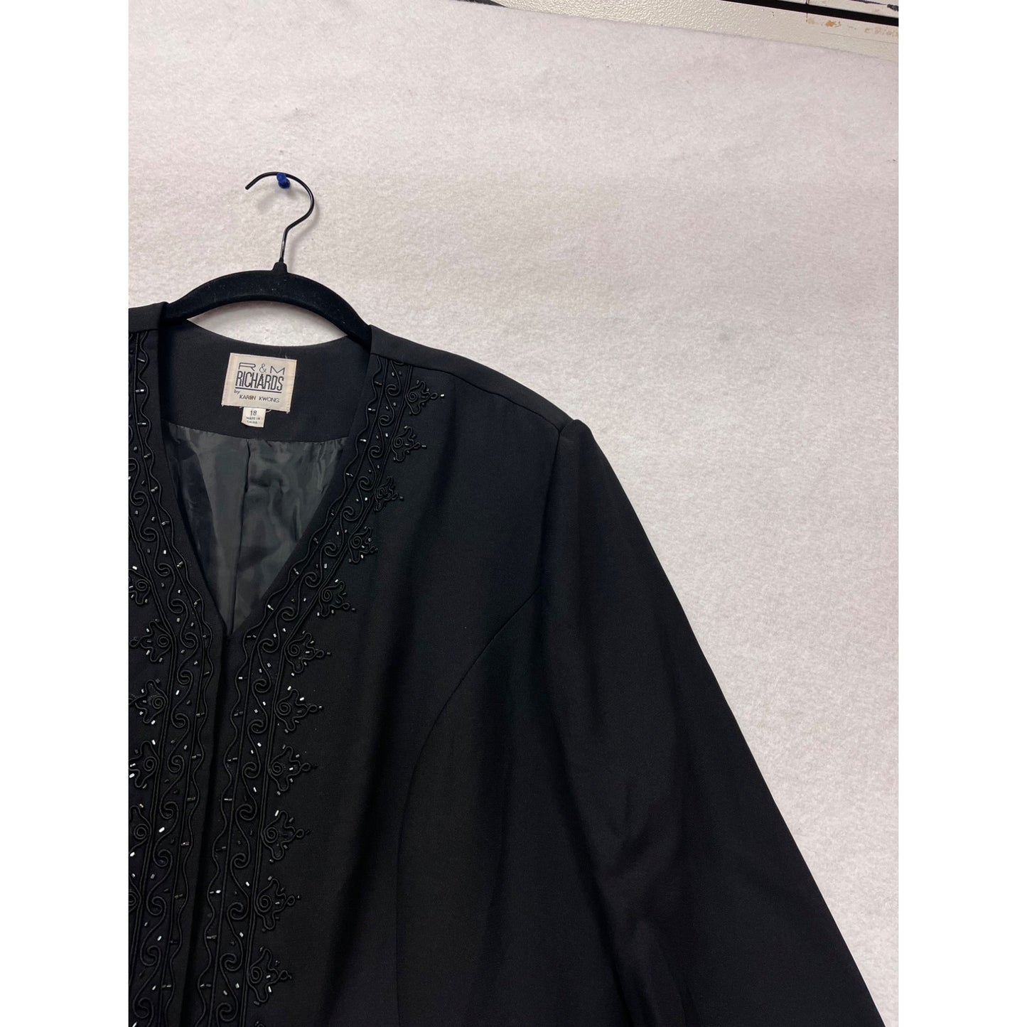 R&M Richards Black Beaded Jacket Size 18 #456A
