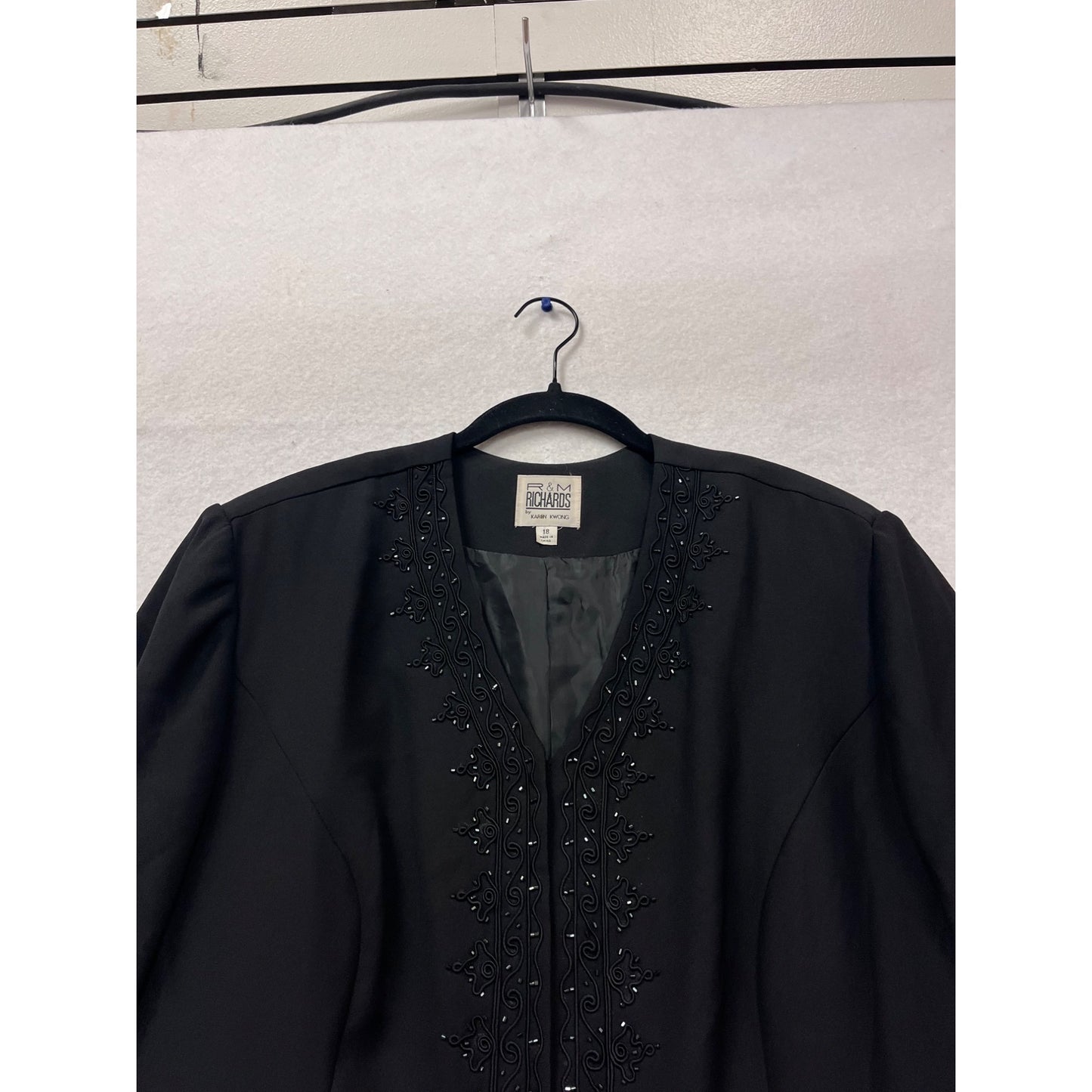 R&M Richards Black Beaded Jacket Size 18 #456A