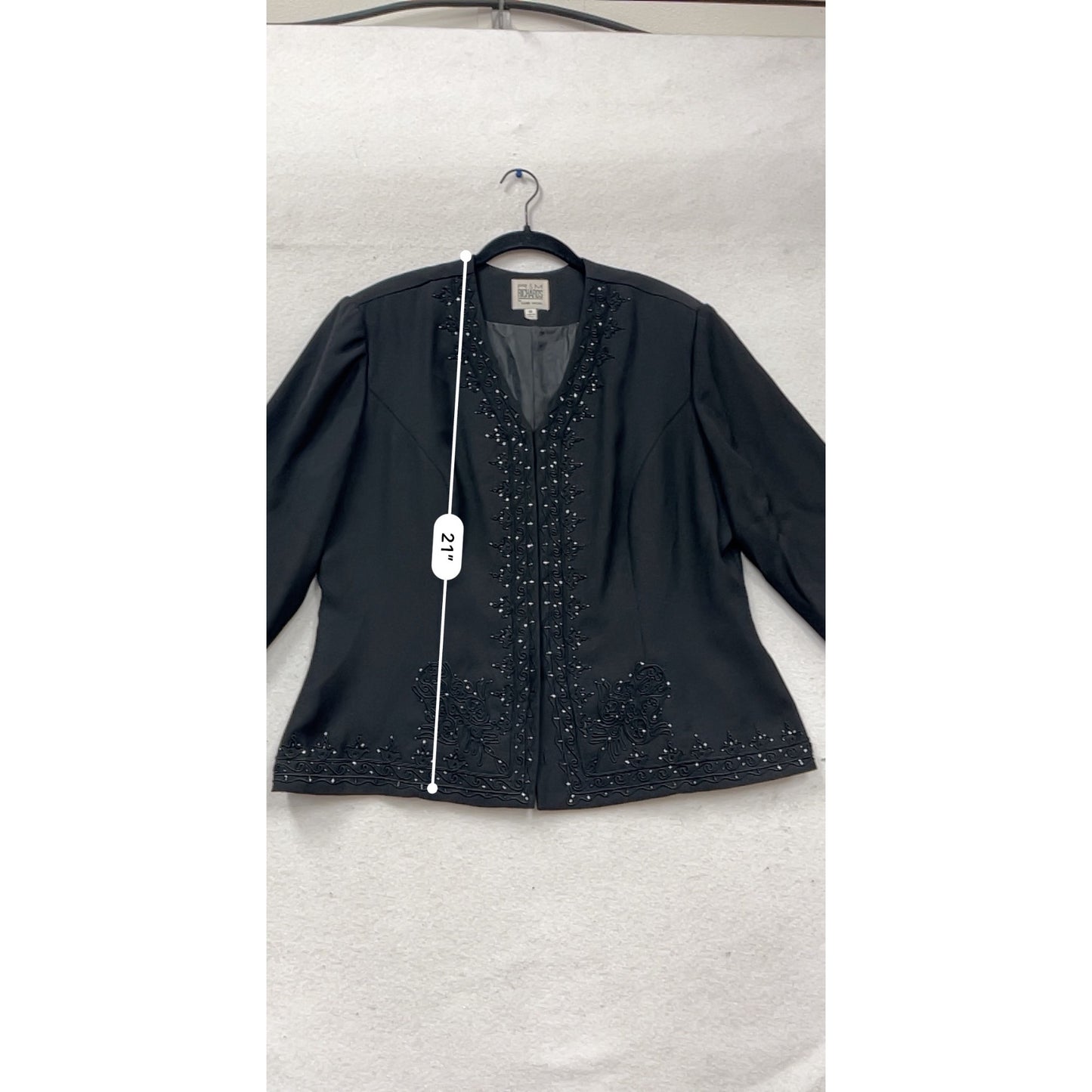 R&M Richards Black Beaded Jacket Size 18 #456A