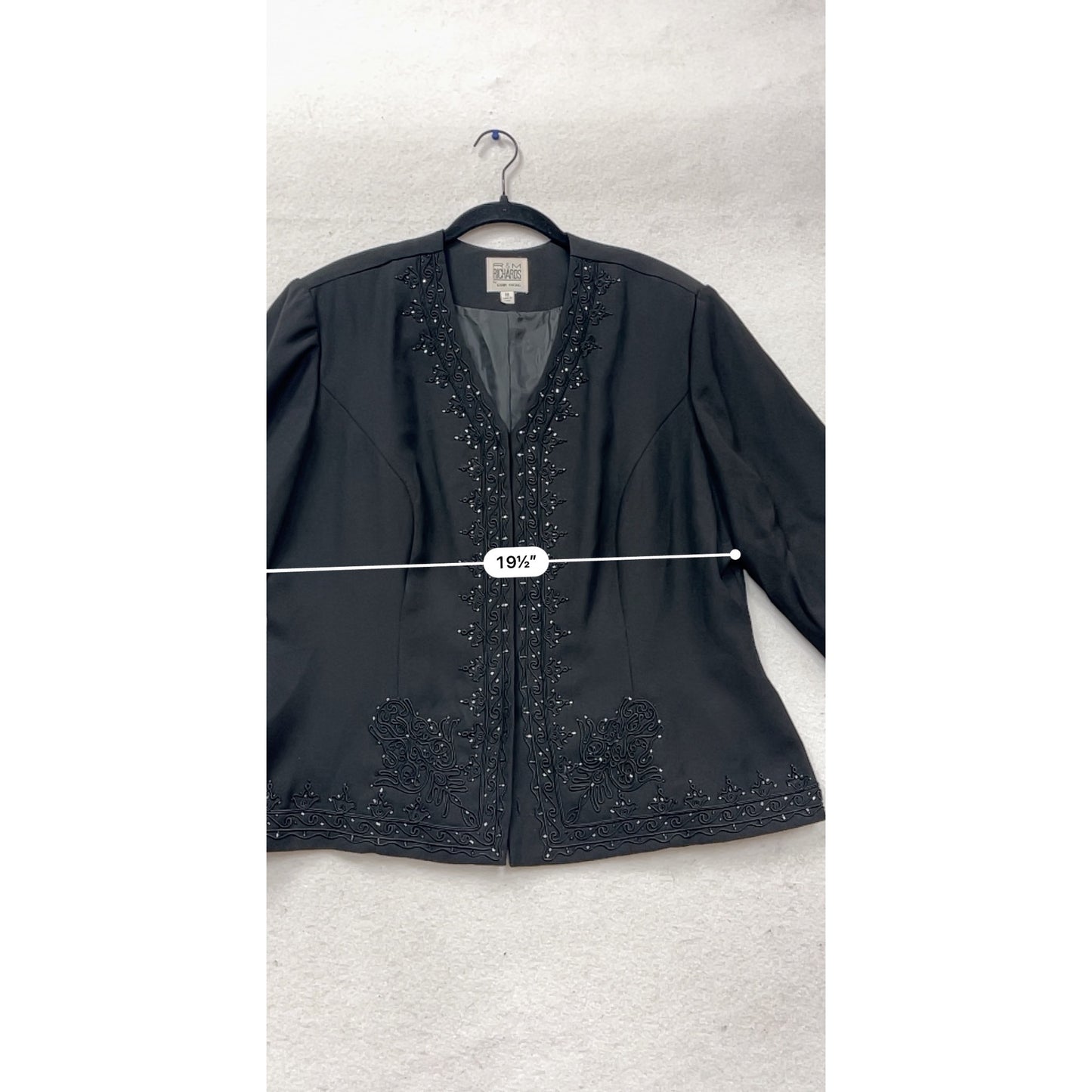 R&M Richards Black Beaded Jacket Size 18 #456A