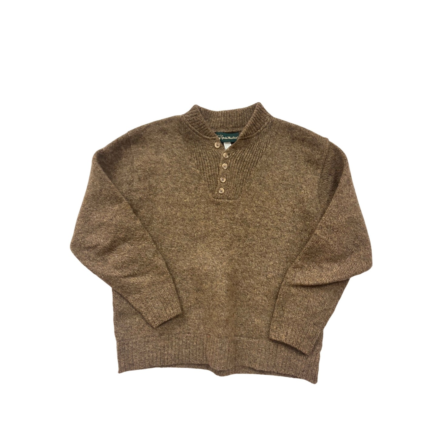 Large Gander Mountain Brown Wool Blend Button-Up Sweater #8954