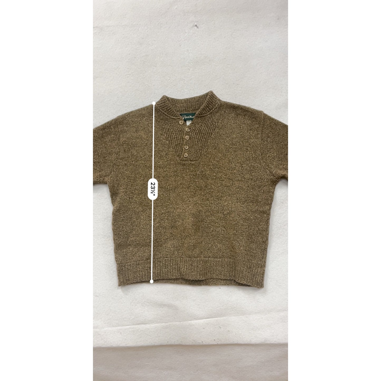 Large Gander Mountain Brown Wool Blend Button-Up Sweater #8954