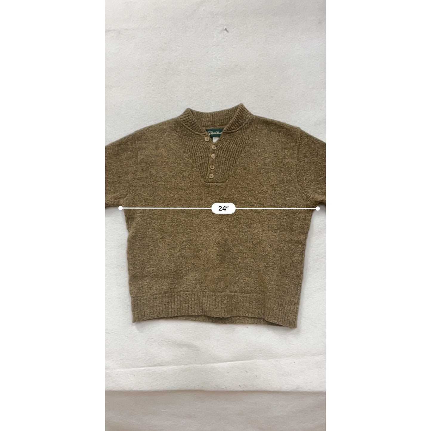 Large Gander Mountain Brown Wool Blend Button-Up Sweater #8954