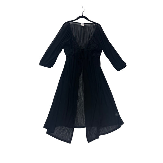 Sheer Black Maxi Cover-Up Dress With Crochet Lace Detail M By Luna #8723