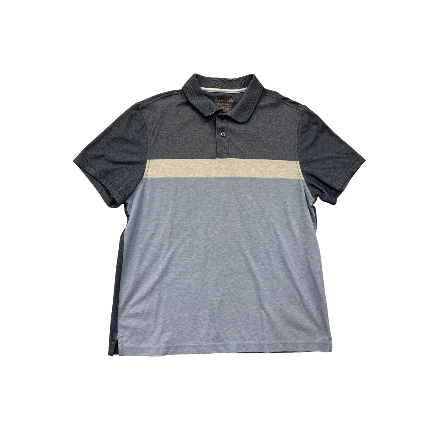 TASSO ELBA SUPIMA Colorblock Polo Shirt Size L #8694