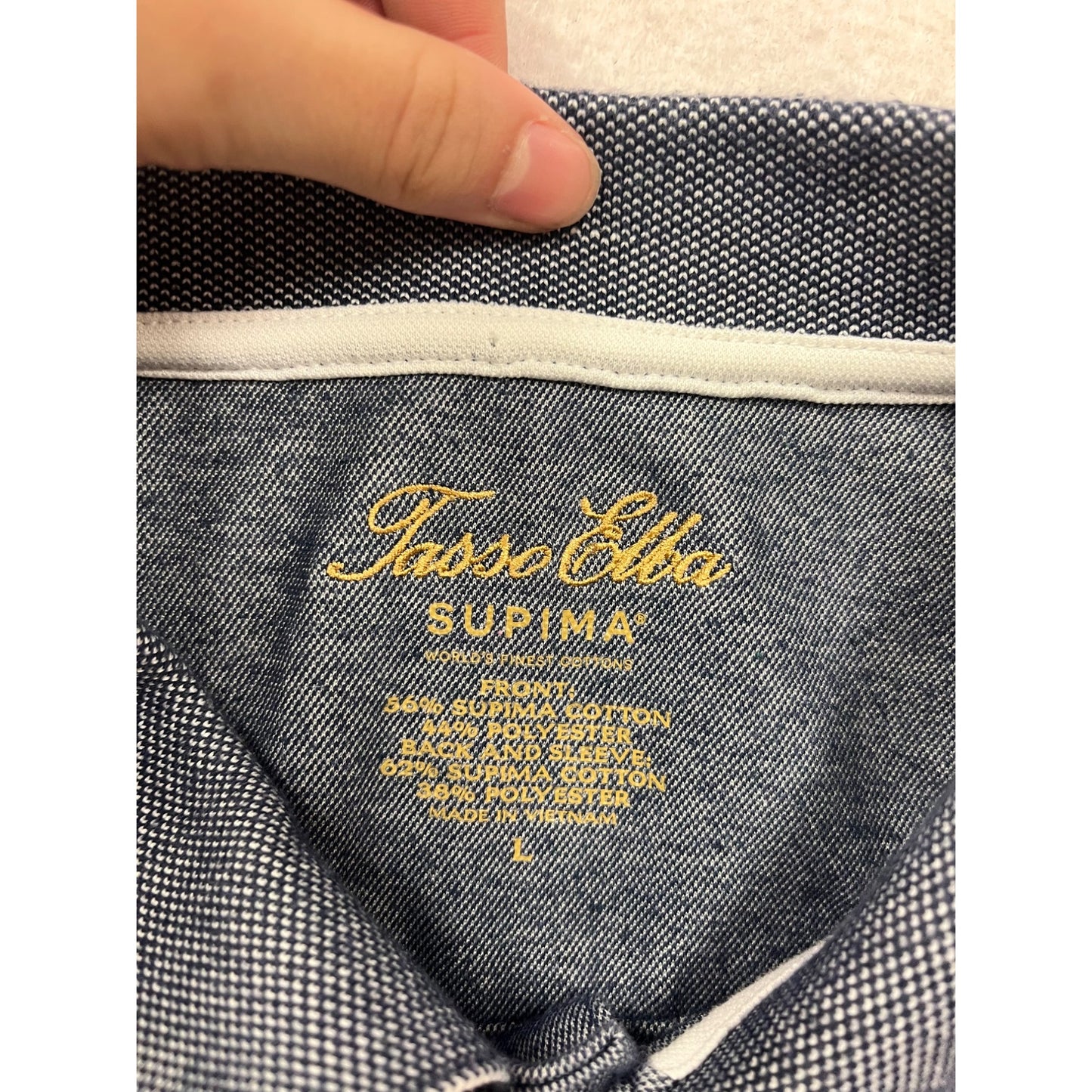 TASSO ELBA SUPIMA Colorblock Polo Shirt Size L #8694