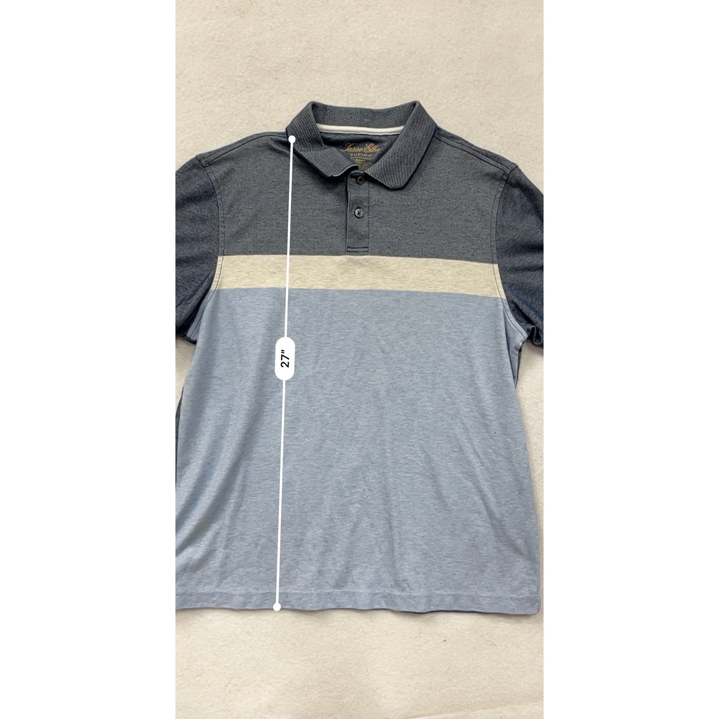 TASSO ELBA SUPIMA Colorblock Polo Shirt Size L #8694