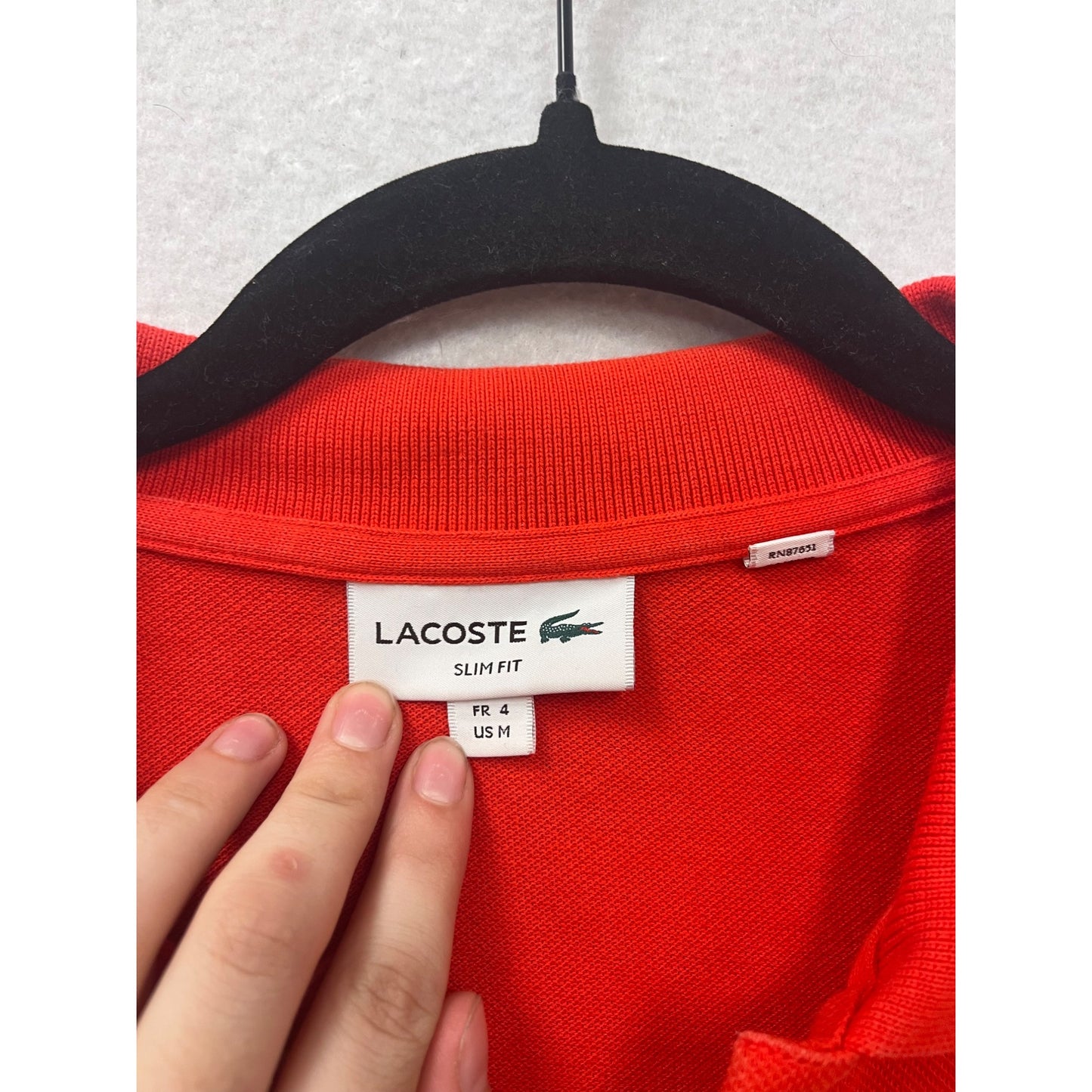 Lacoste Slim Fit Red Cotton Polo Shirt Size M #8621