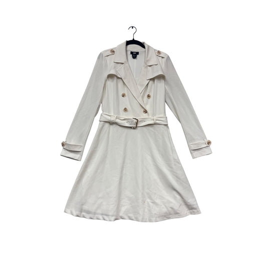 DKNY Womens White Double-Breasted Trench Coat With Belt Size M #536A
