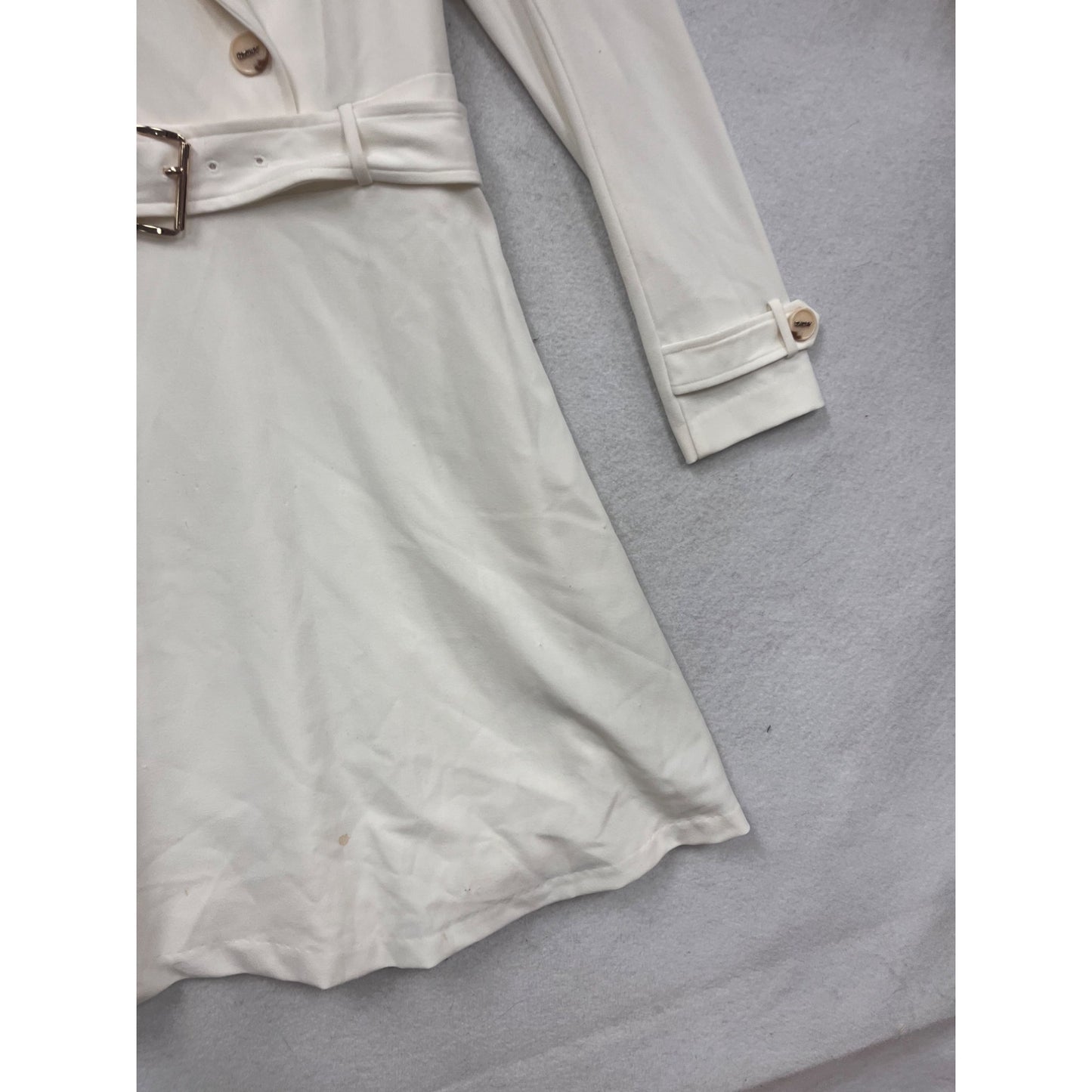 DKNY Womens White Double-Breasted Trench Coat With Belt Size M #536A