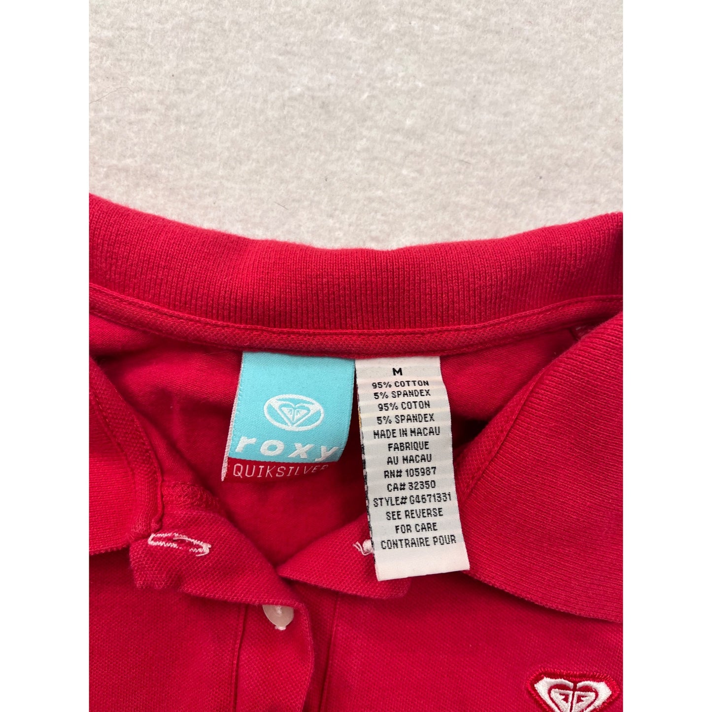 Roxy Y2K Medium Red Polo Shirt #8870