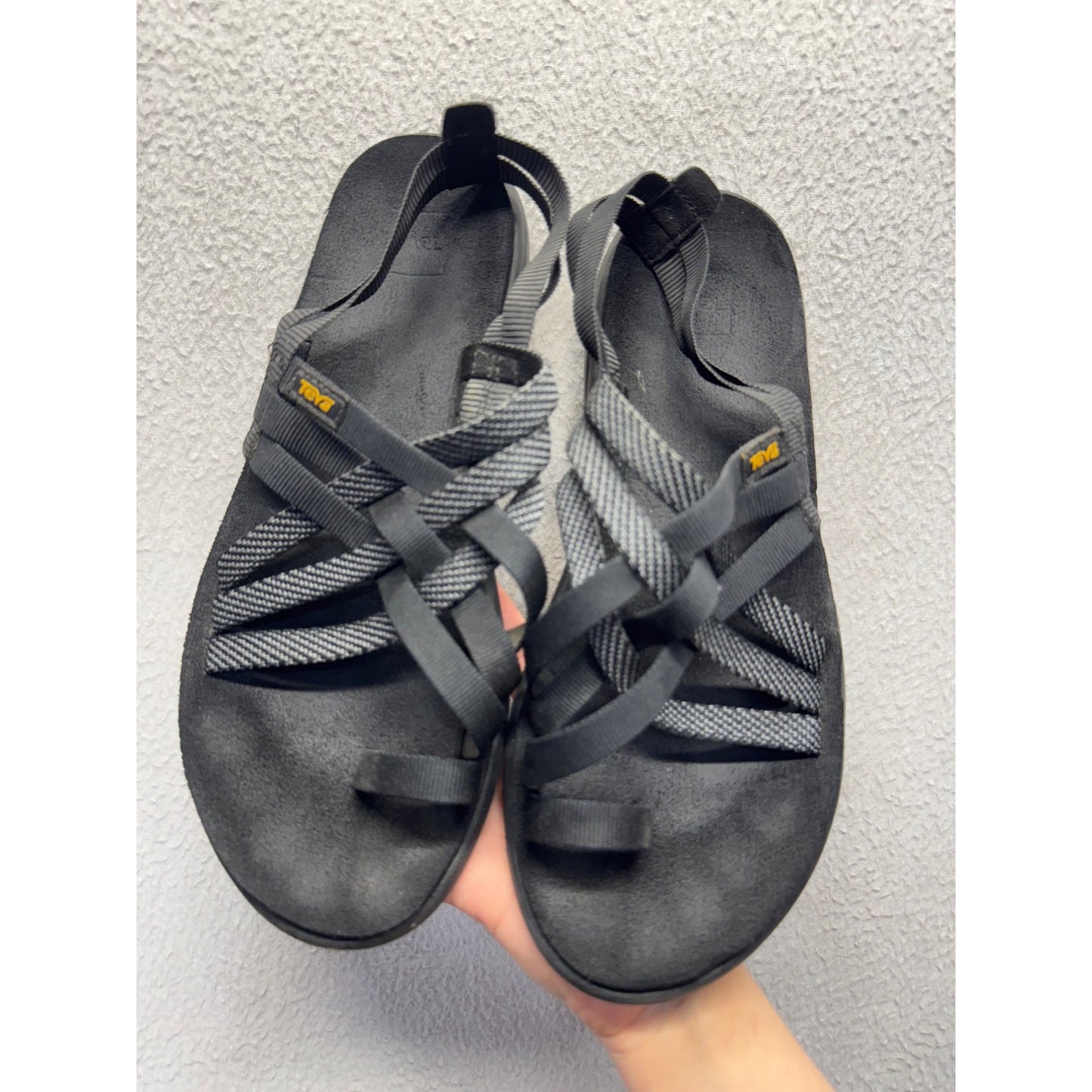 Teva Black Strappy Sandals With Adjustable Straps & Cushioned Soles #9631