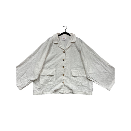 The Lullaby Club L/XL  White Textured Button-Up Jacket #899A