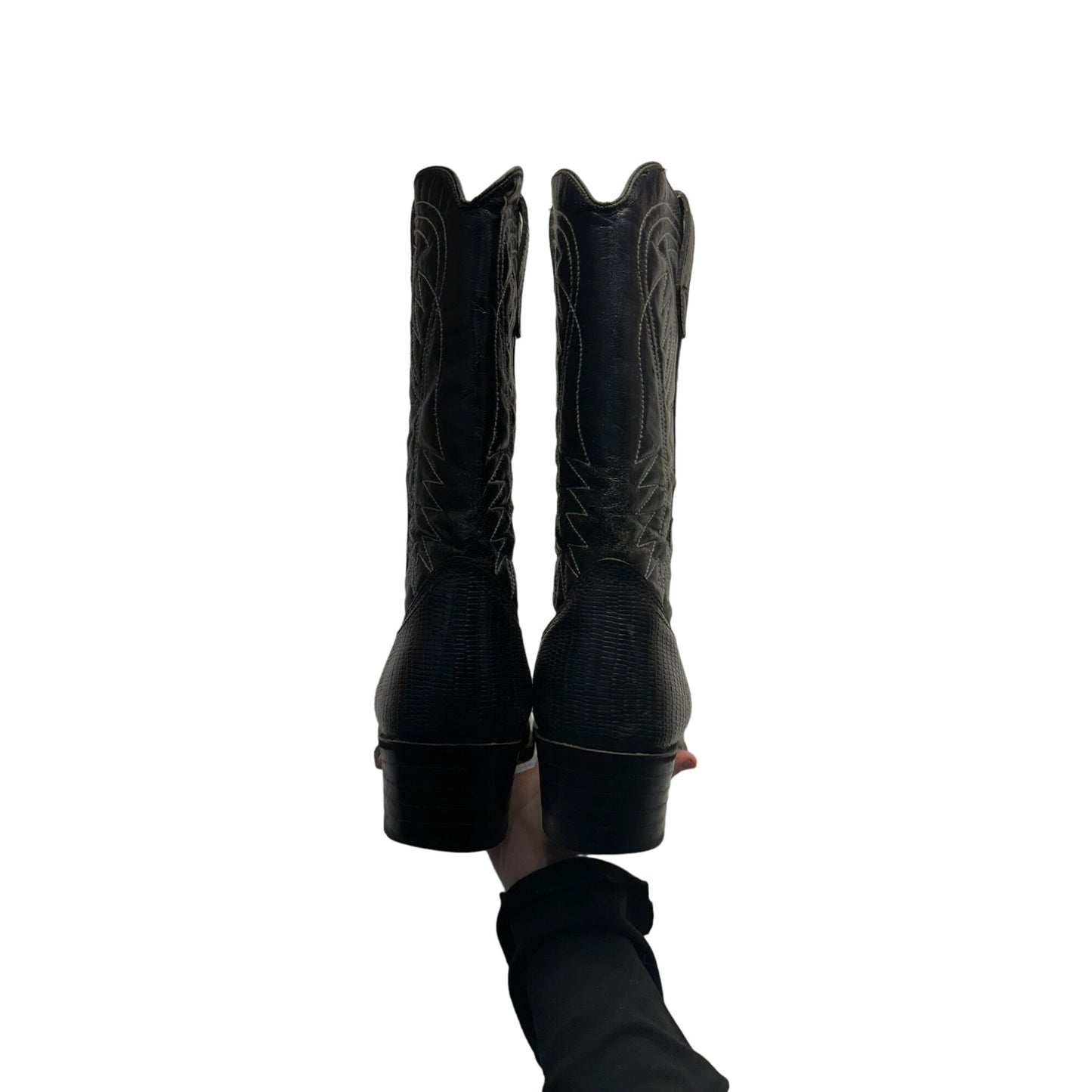 Black Embroidered Cowboy Boots#5035