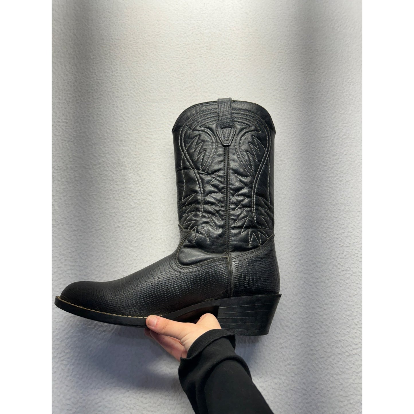 Black Embroidered Cowboy Boots#5035