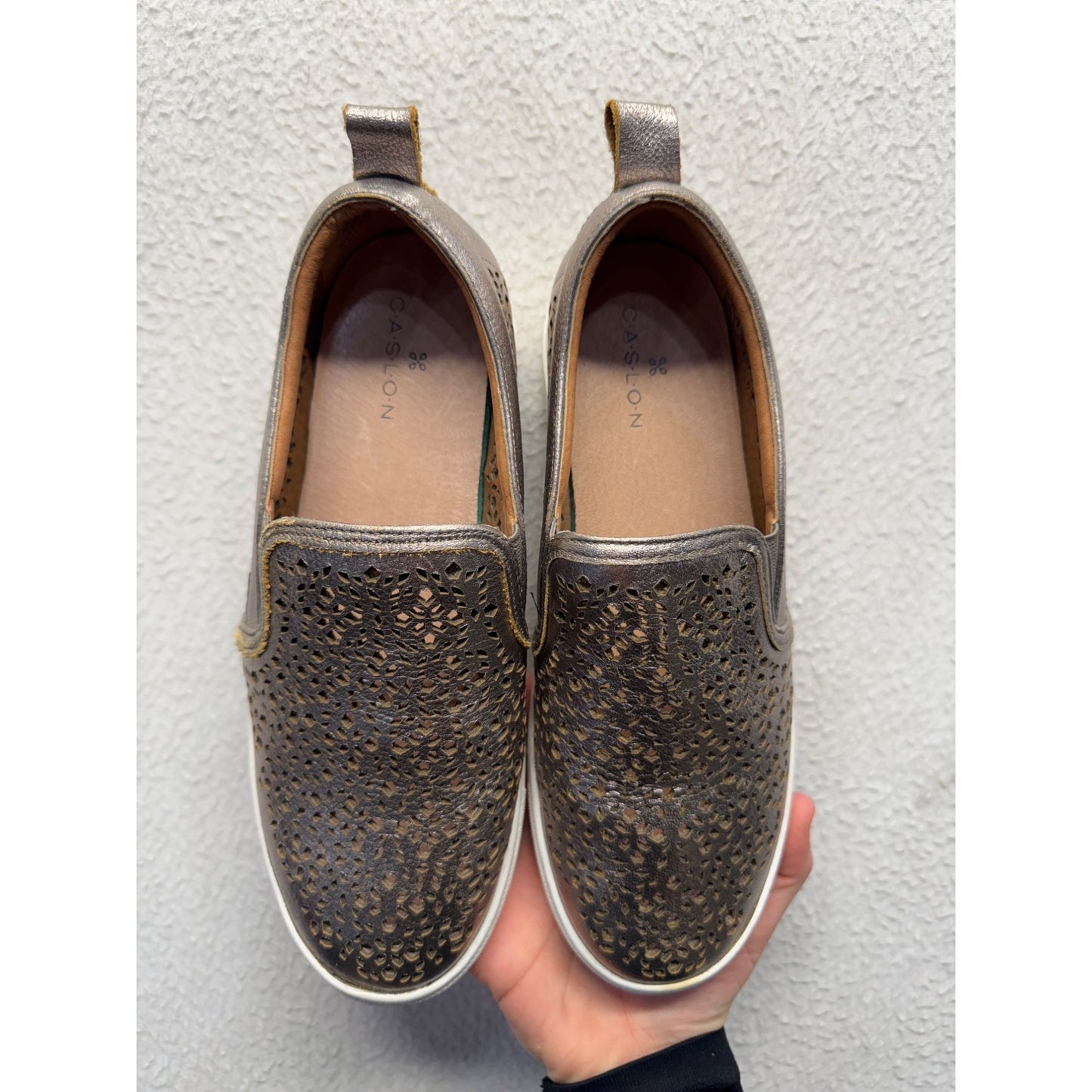 Caslon Metallic Slip-On Sneakers With Laser-Cut Detailing & White Soles #9396