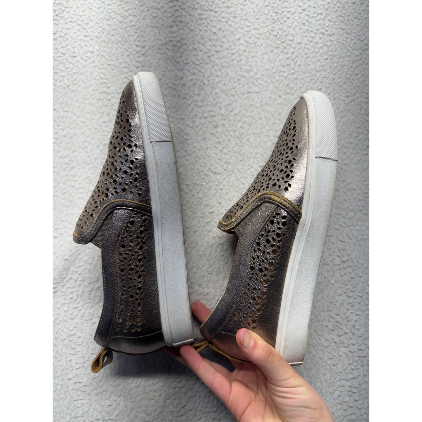 Caslon Metallic Slip-On Sneakers With Laser-Cut Detailing & White Soles #9396
