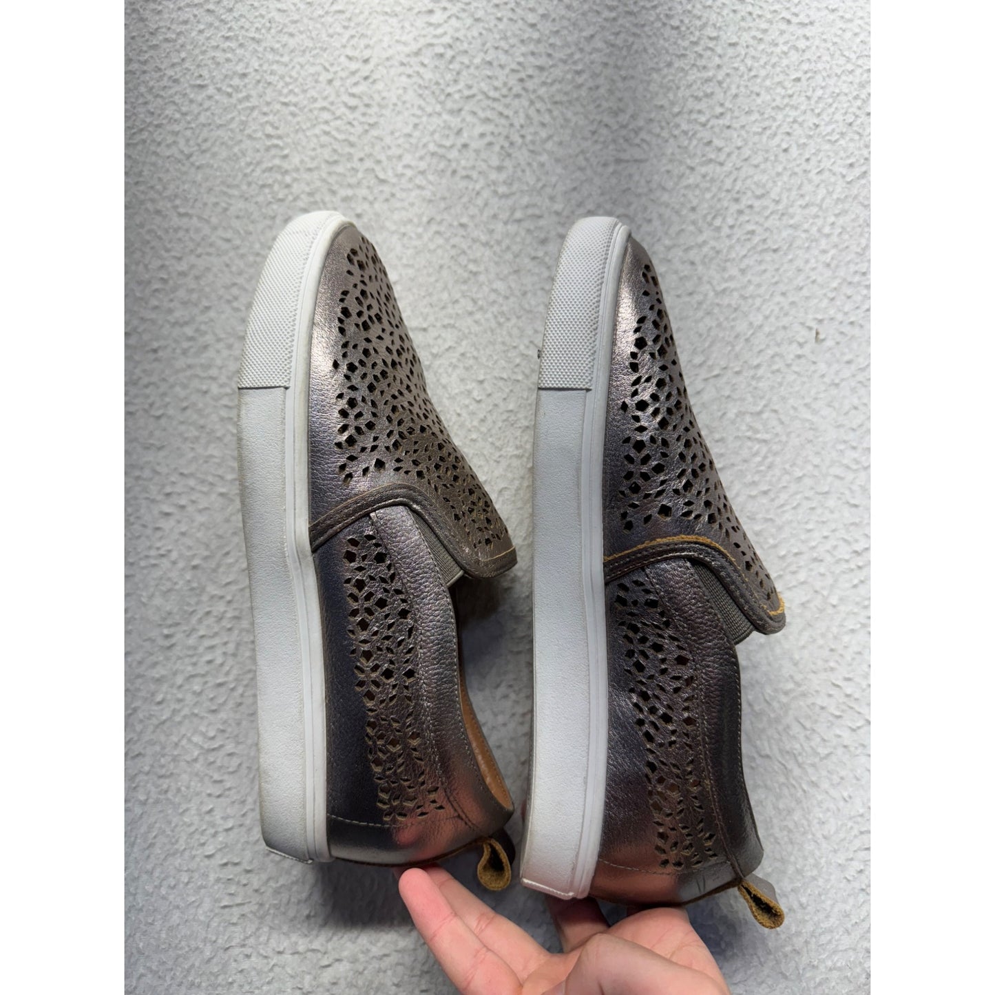 Caslon Metallic Slip-On Sneakers With Laser-Cut Detailing & White Soles #9396
