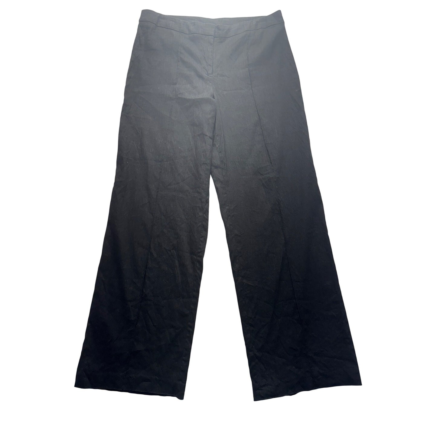 Alfani Black Wide Leg Linen Blend Pants Size 10 Made In Indonesia #9266