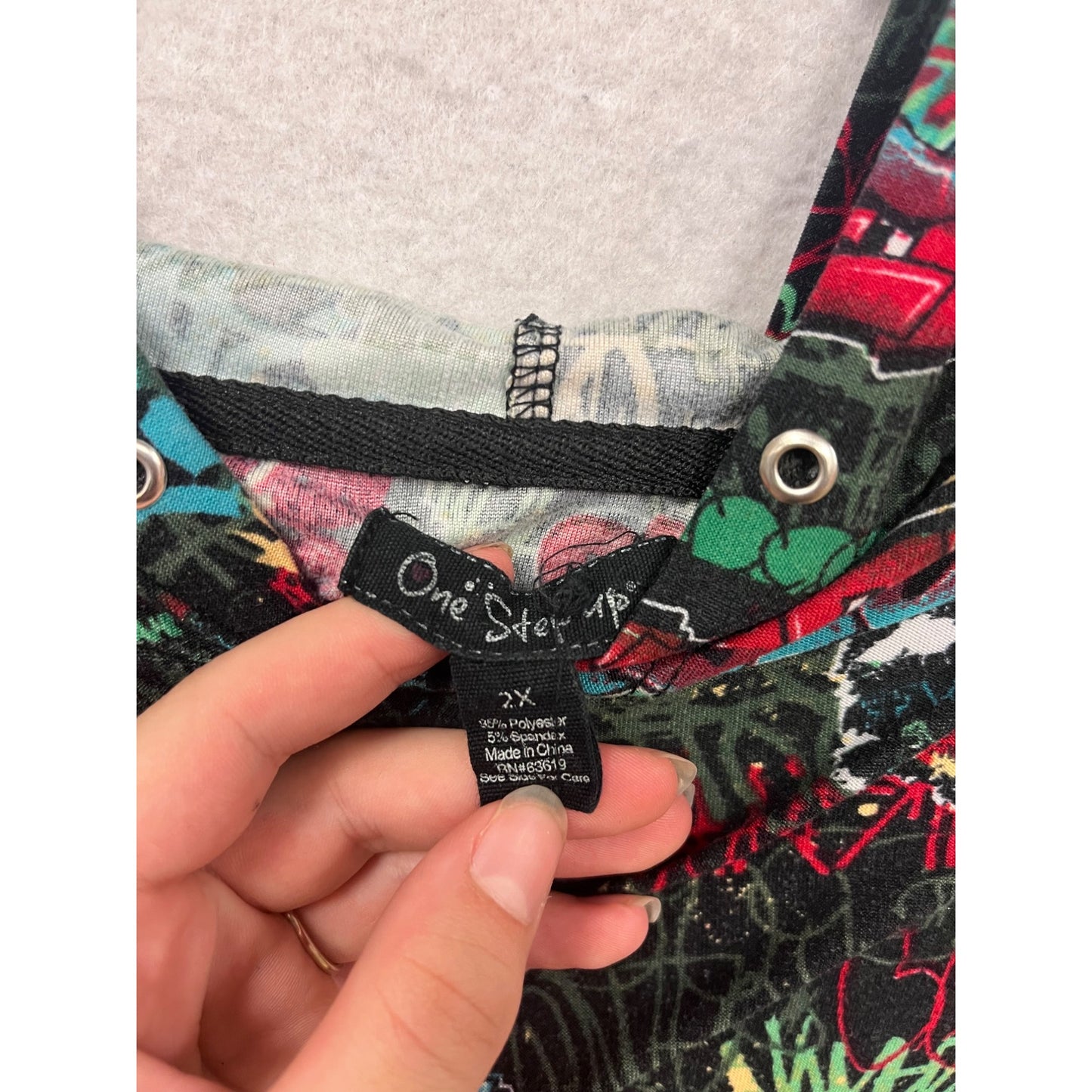 One Stop Up Urban Graffiti Print Hoodie 2X #601A