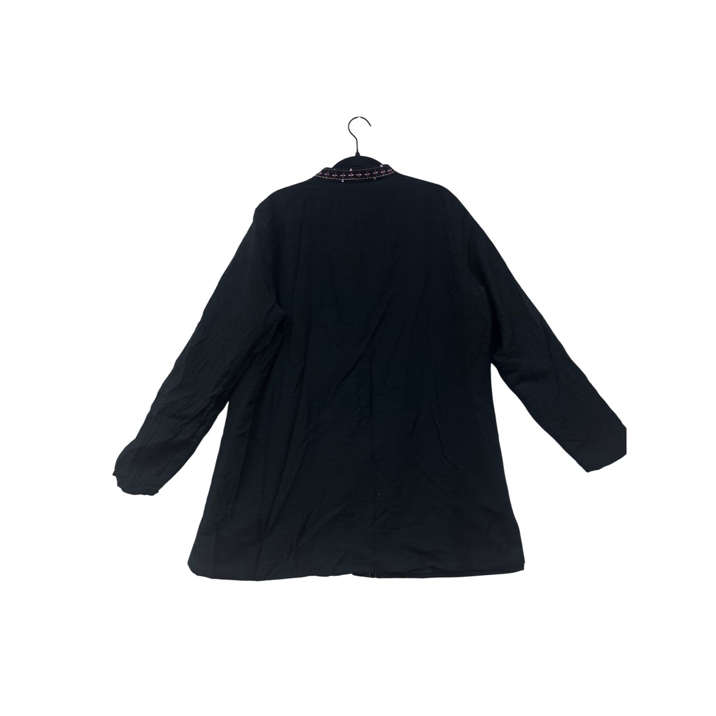 Black Embroidered Long-Sleeve Tunic Top With Pink Detailing Units 1X #8679