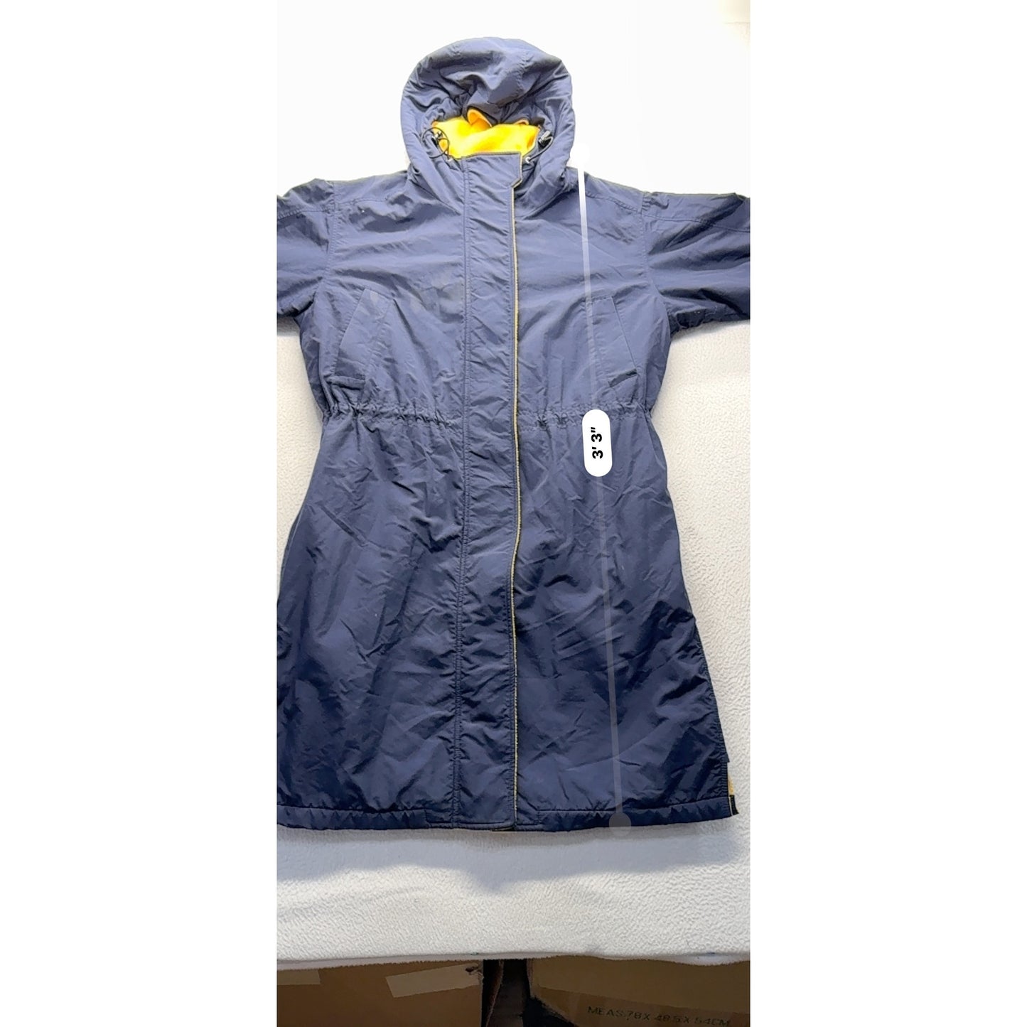 Lands End Womens Hooded Long Coat Navy Size M 9493