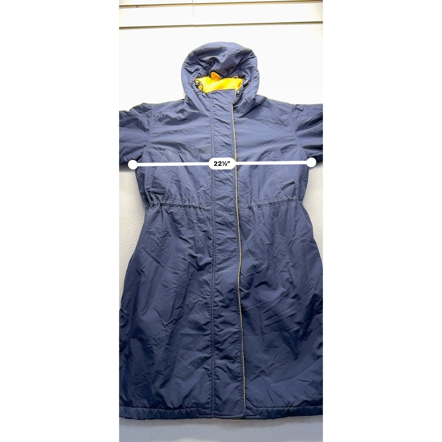 Lands End Womens Hooded Long Coat Navy Size M 9493