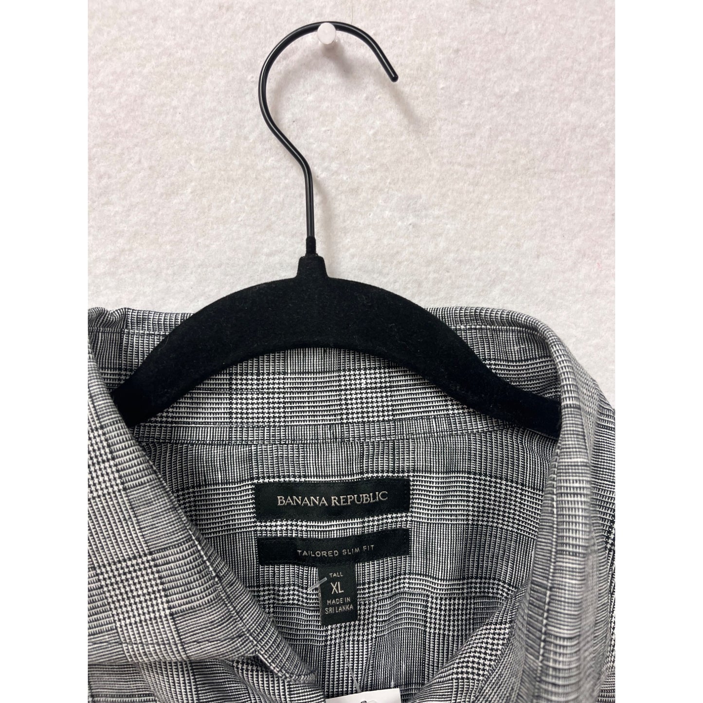 Banana Republic Tailored Slim Fit Plaid Button-Up Shirt XL Tall #8673