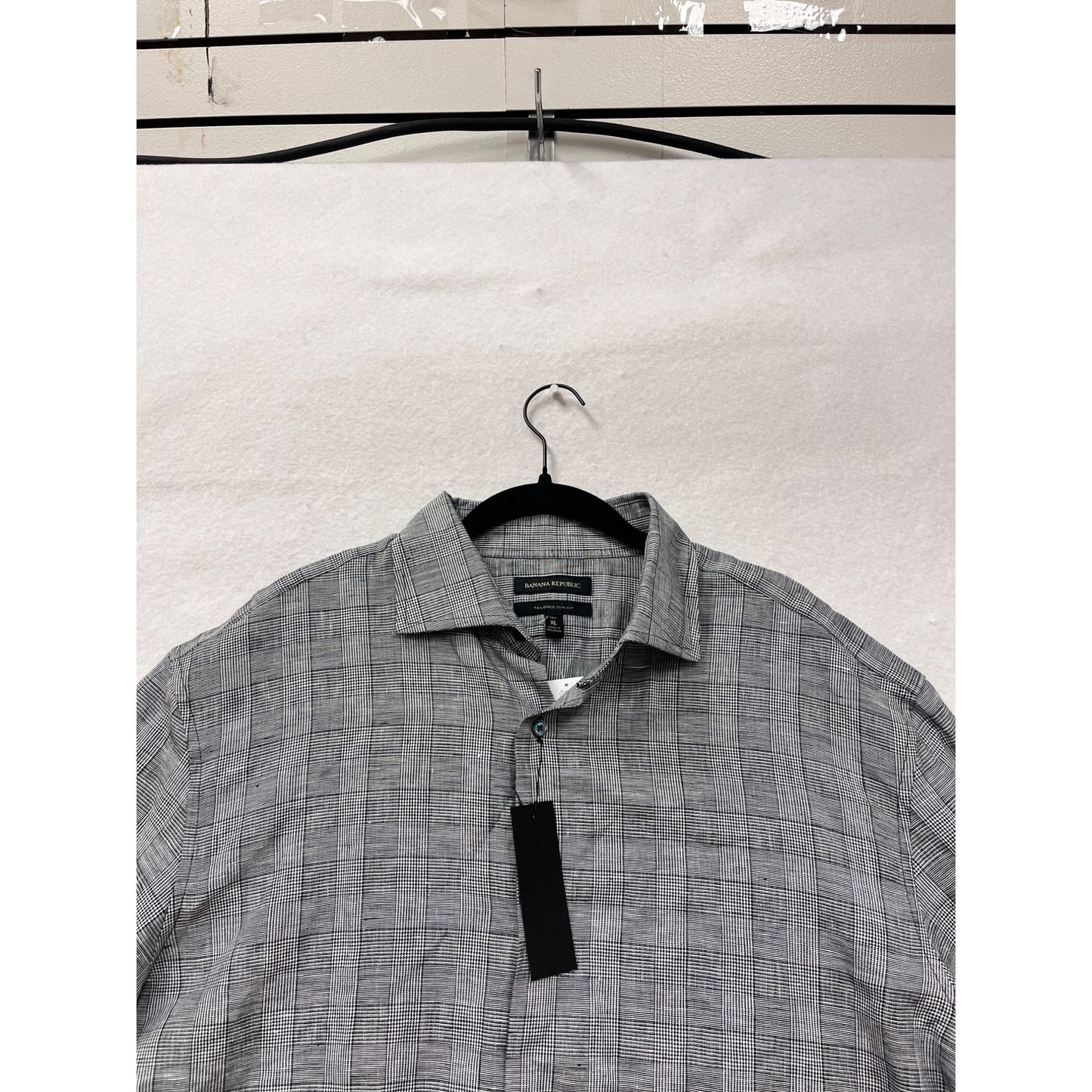 Banana Republic Tailored Slim Fit Plaid Button-Up Shirt XL Tall #8673