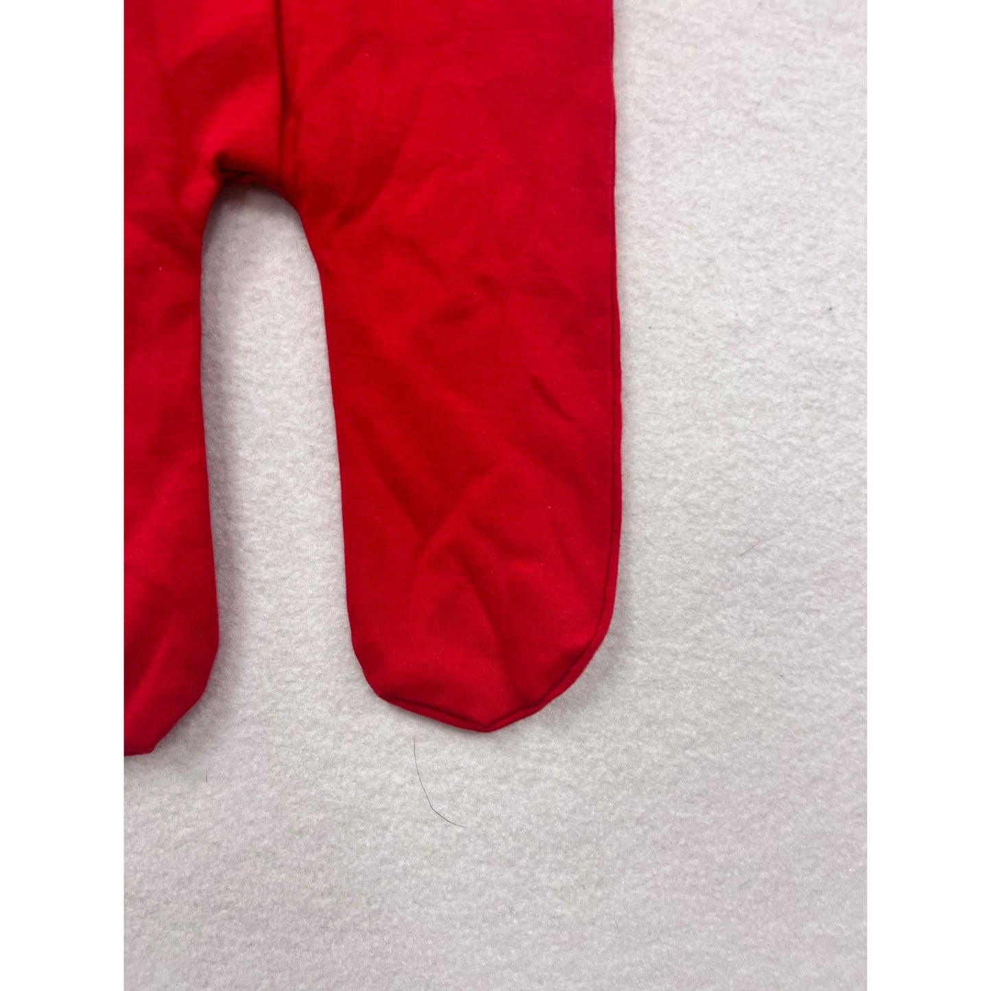 Baby Footed Bodysuit With Red Body & Striped Sleeves 3-6M #6565