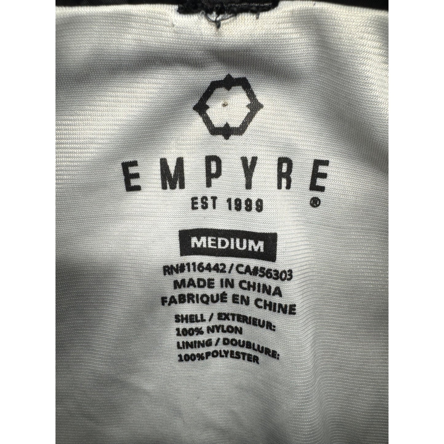 Empyre Medium Black Nylon Windbreaker Jacket Lightweight Snap Closure #9345