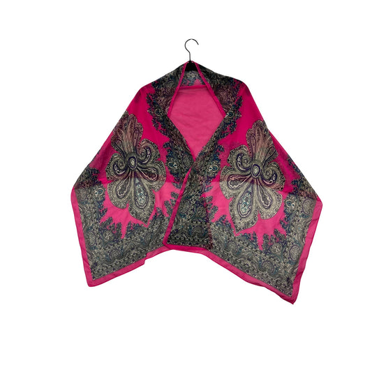Womens Paisley Print Pink & Gold Lightweight Silky Scarf #8073