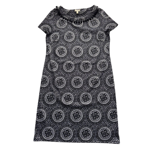 Talbots Petite Black & White Mandala Print Short Sleeve Dress SP #7799