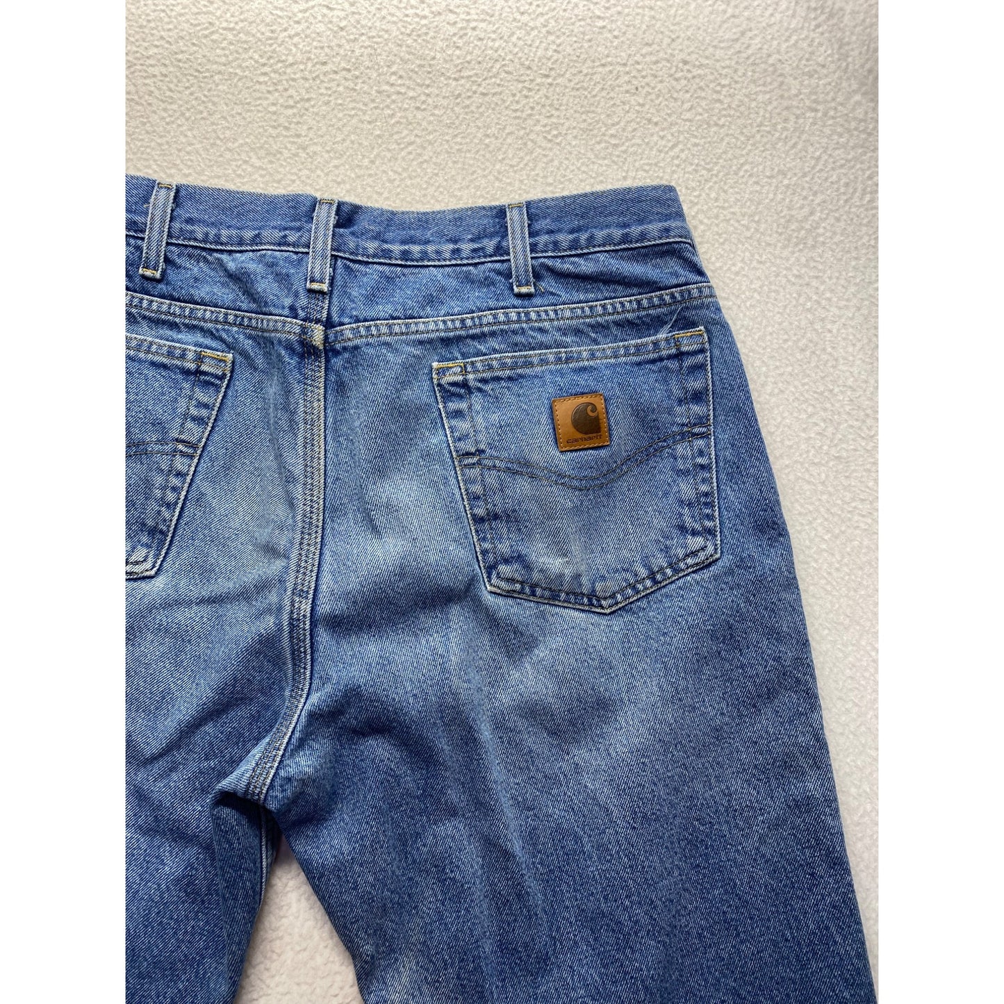 Carhartt Mens Relaxed Fit Flannel-Lined Blue Denim Jeans 34x30 Durable Workwear #7208