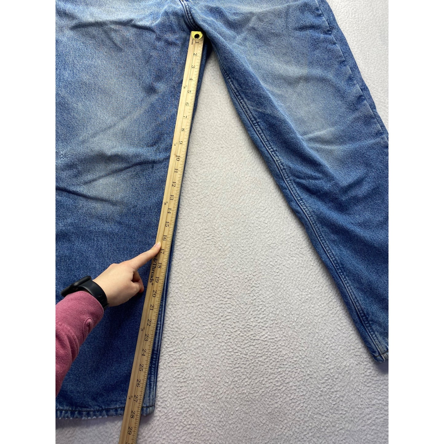 Carhartt Mens Relaxed Fit Flannel-Lined Blue Denim Jeans 34x30 Durable Workwear #7208