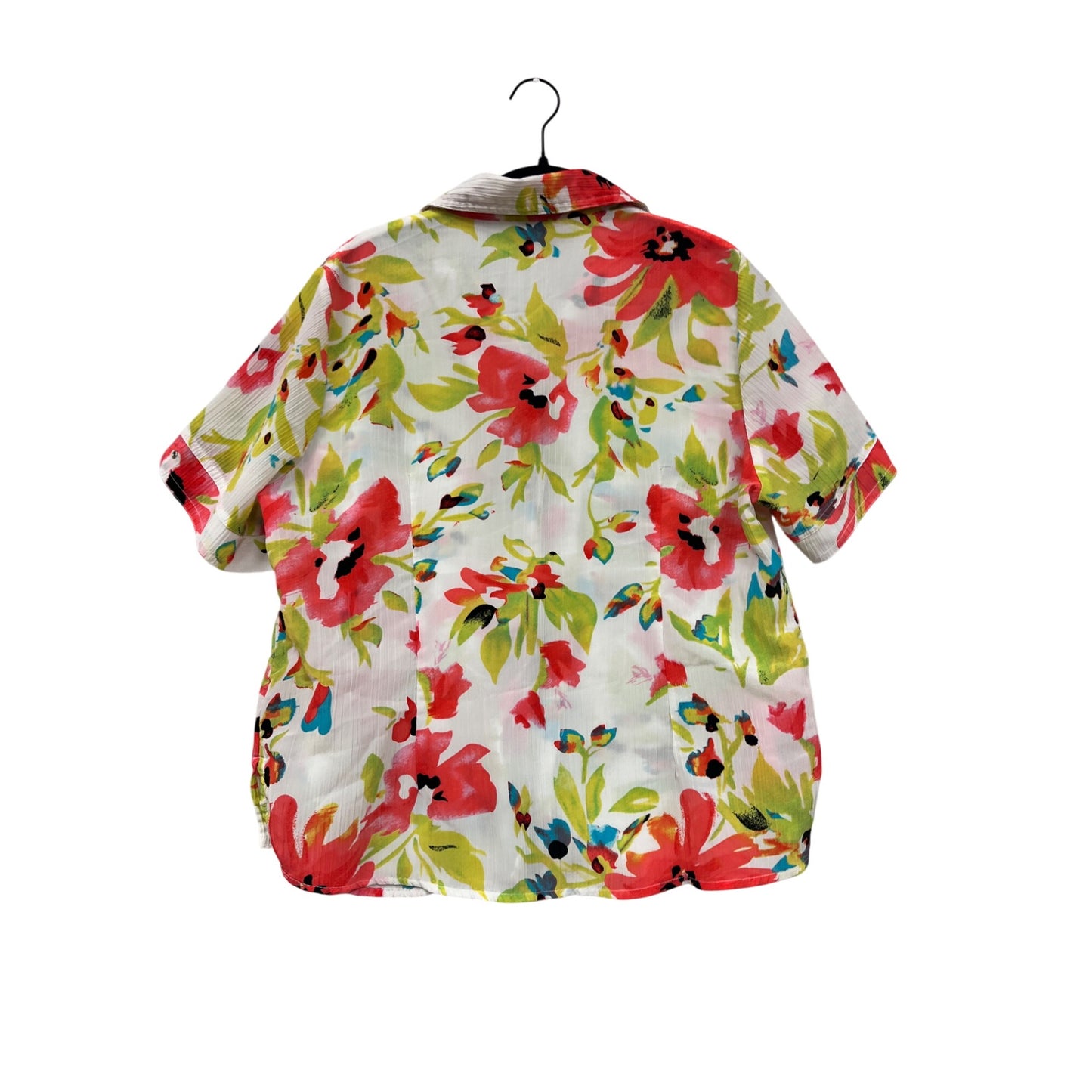 Alia Petites Floral Short Sleeve Button-Up Blouse #8851