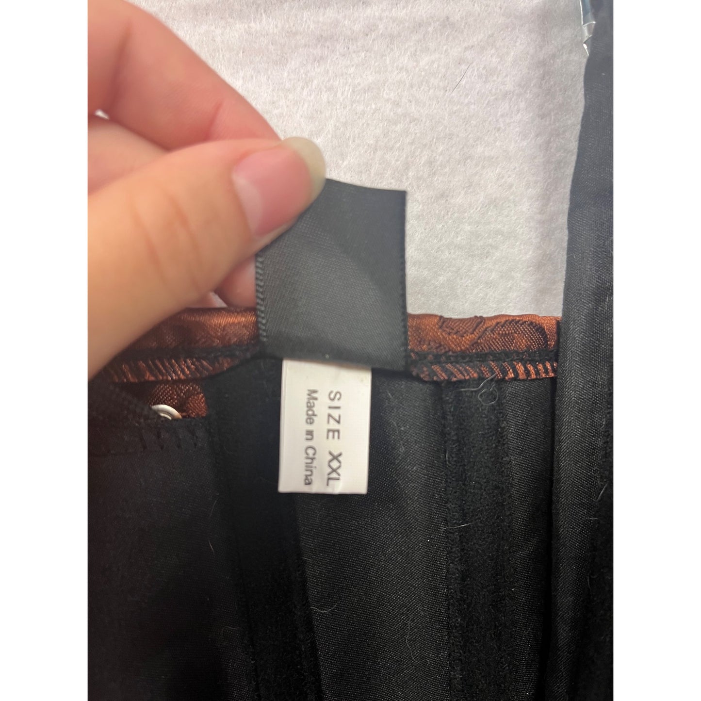 Steampunk Gothic Brown Jacquard Corset With Lace-Up Back & Front Zip Closure XXL #181A