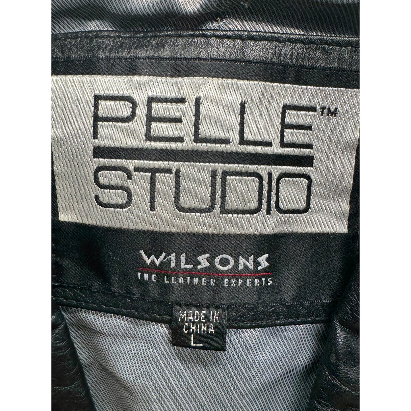 Pelle Studio Wilsons Leather Blazer Jacket Black Button-Up Size L Vintage #9359